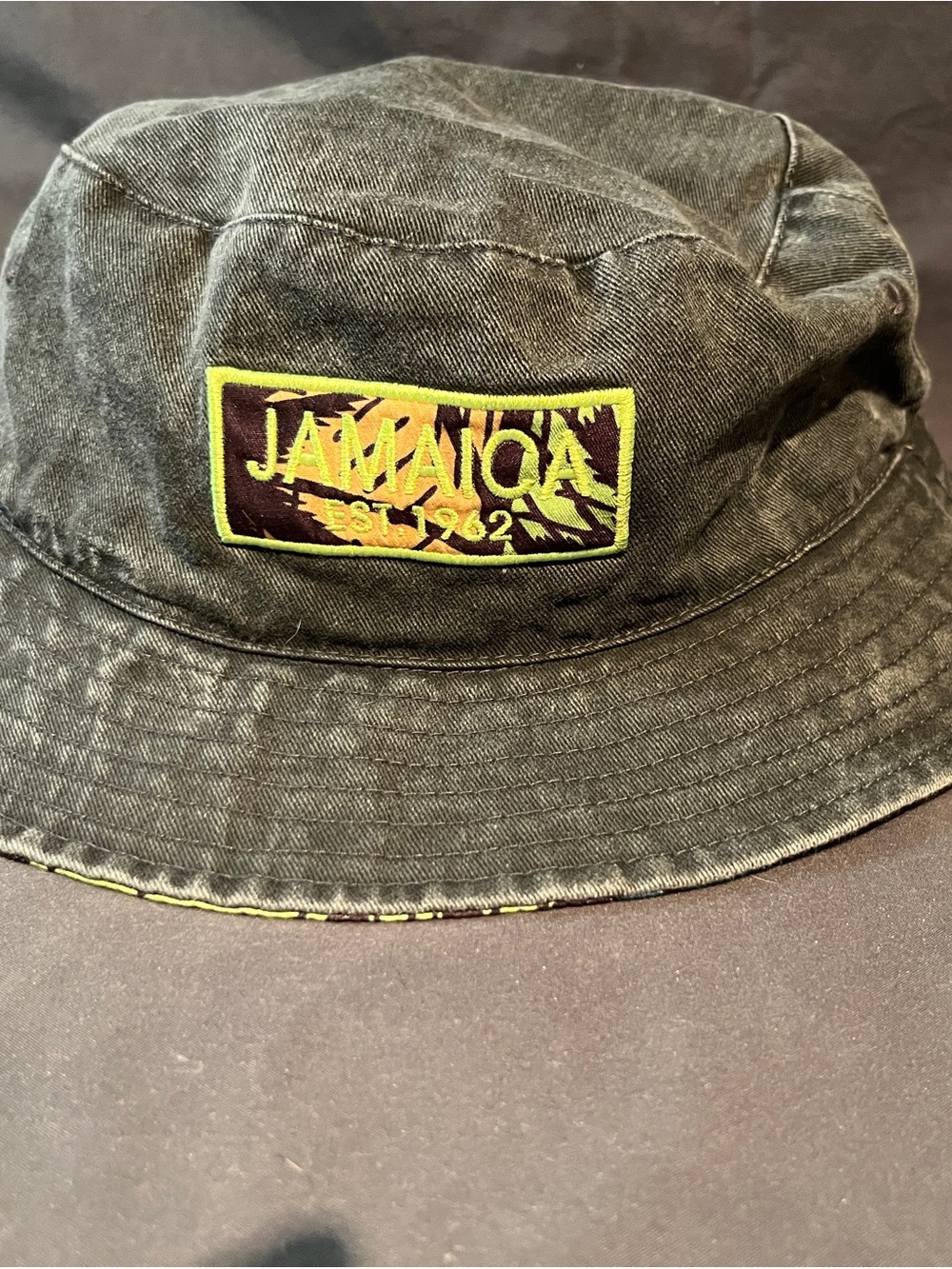 Reversible Jamaica Est 1962 Tropical Print Bucket Hat One Size